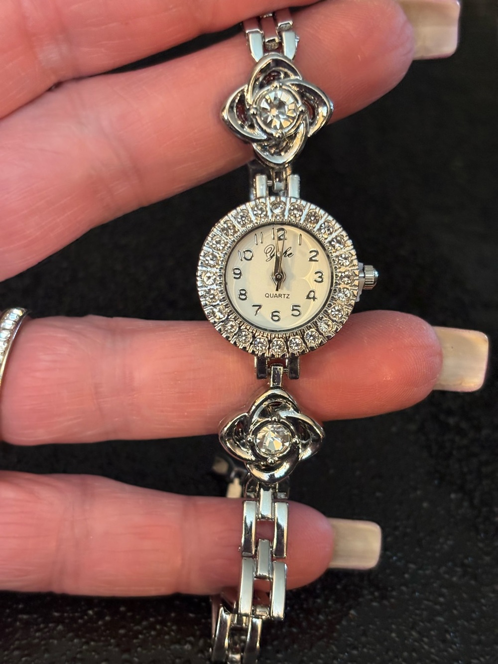 Watch- Watch with Crystal Accents, Round Dial Bracelet Watch, Stainless Steel Li